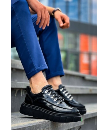 KB-X10 Kuback Siyah Rugan Siyah Yüksek Taban Günlük Spor Ayakkabı