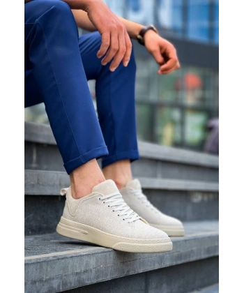 KB-X204 Kuback Bej Keten Bej Yüksek Taban Günlük Erkek Spor Ayakkabı