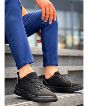 KB-X204 Kuback Siyah Keten Siyah Yüksek Taban Günlük Erkek Spor Ayakkabı