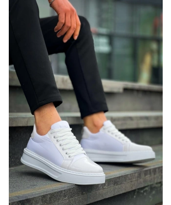 KB-X46 Kuback Beyaz Rugan Yüksek Beyaz Taban Günlük Spor Ayakkabı