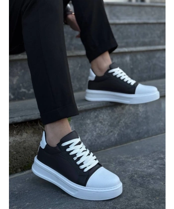 KB-X46 Kuback Siyah Beyaz Yüksek Beyaz Taban Günlük Spor Ayakkabı