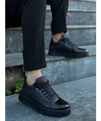 KB-X46 Kuback Siyah Rugan Yüksek Siyah Taban Günlük Spor Ayakkabı