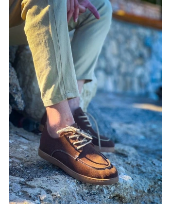 KB-X5 Kuback Kahve Süet Bağcıklı  Günlük Erkek Ayakkabı