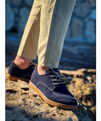 KB-X5 Kuback Lacivert  Süet Bağcıklı  Günlük Erkek Ayakkabı