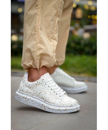 KB-X500  Kuback Beyaz Gold  Bağcıklı  Günlük Erkek  Ayakkabı