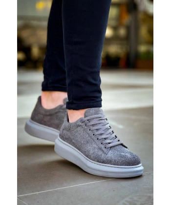 KB-X500  Kuback Gri Süet Yüksek Taban Bağcıklı Günlük Erkek Ayakkabı