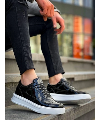 KB-X8 Kuback Siyah Rugan Detaylı Beyaz Yüksek Taban Günlük Spor Ayakkabı