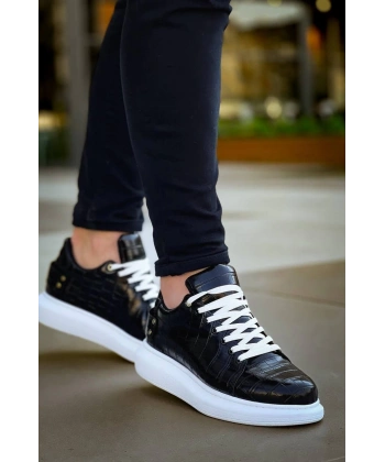 KB047  Kuback SİYAH Crocodile Günlük Erkek  Ayakkabı