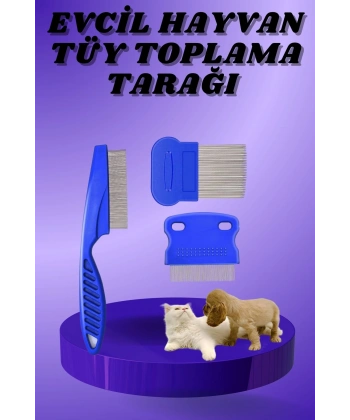 Kedi Köpek Tüy Bit Pire Toplayıcı Toplama Temizleme Tarağı Tarak Seti 4lü Set
