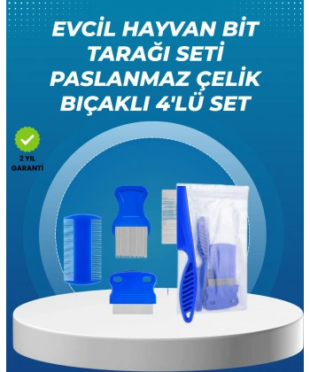 Kedi, Köpek ve Küçük Hayvanlar İçin 4 Parça Ergonomik Tarak Takımı