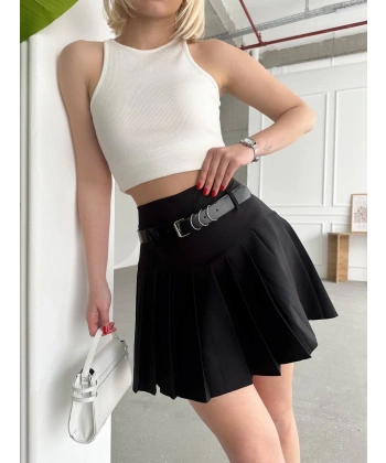 Kemerli pikseli şort etek