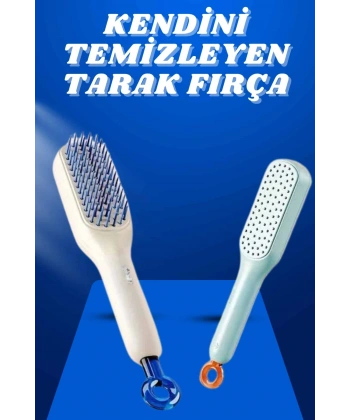 Kendi Kendini Temizleyen Otomatik Tuşlu Saç Tarağı Dolaşık Açıcı Masaj Fırçası Silikon Fırça