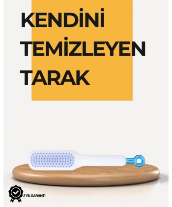 Kendi Kendini Temizleyen Saç Tarağı – Anti-Statik, Silikon Uçlu, ABS Malzeme, 22x4 cm