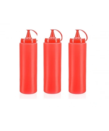 Ketçap Şişesi - 1000ML Dev Boy Kırmızı 3 Adet
