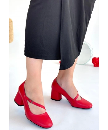 Kier Kırmızı Cilt Topuklu Ayakkabı