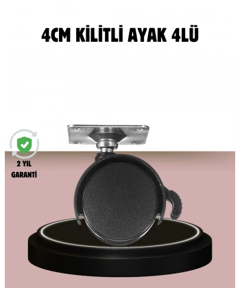 Kilitli 4 cm Tekerlek Ayak 4’lü Set Zemin Koruyucu