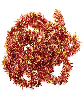 Kırmızı Altın Renk 4 cm Genişlik Garland Çift Renk Sim Süs 180 cm