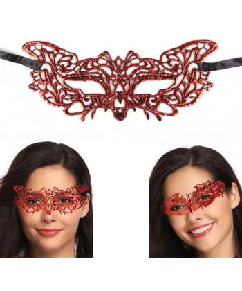 Kırmızı Dantel Masquerade Maskesi 9 No