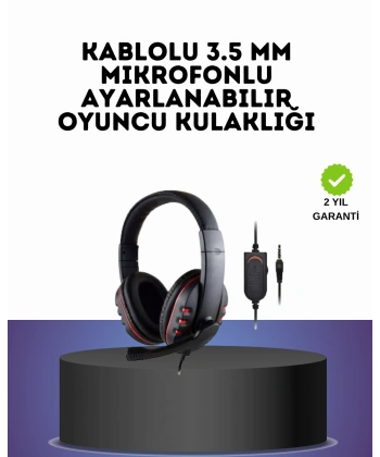 Kırmızı  Headset Mikrofonlu Sağlam Kablolu Konforlu