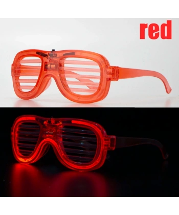Kırmızı Led Işıklı Parti Gözlüğü - Neon Glow Şerit Gözlük 3 Modlu