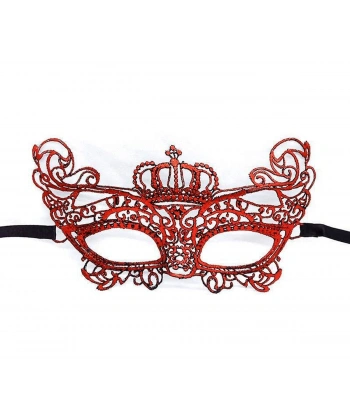 Kırmızı Renk Dantel Örgü İşlemeli Parti Maskesi Model 2