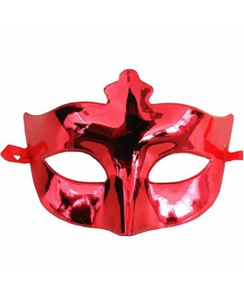 Kırmızı Renk Kostüm Partisi Ekstra Parlak Balo Maskesi 15x10 cm