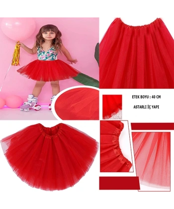 Kırmızı Renk Tütü Etek Bale Eteği Gösteri Eteği Çocuk Bebek Boy