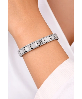 Kişiye Özel B Harfli Çelik Bileklik – Paslanmaz Çelik İtalyan Model Harfli Bilezik