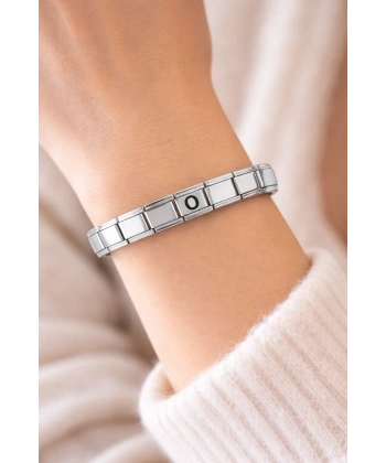 Kişiye Özel O Harfli Çelik Bileklik – İtalyan Charm Model, Ayarlanabilir Bilezik