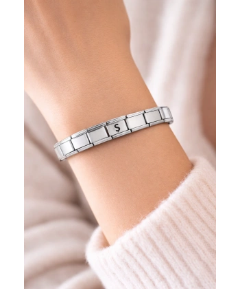 Kişiye Özel Ş Harfli Çelik Bileklik – İtalyan Charm Bilezik, Ayarlanabilir Zarif Tasarım