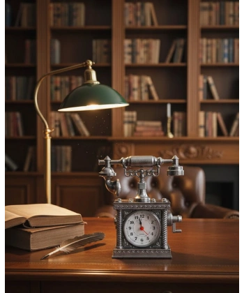 Klasik Telefon Görünümlü Masaüstü Saat ve Alarm