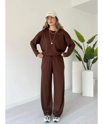 Kollu modal takım kahve