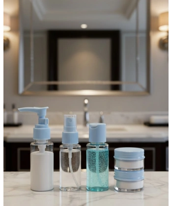 Kompakt 5’li Seyahat Banyo Şişe Takımı Çantalı