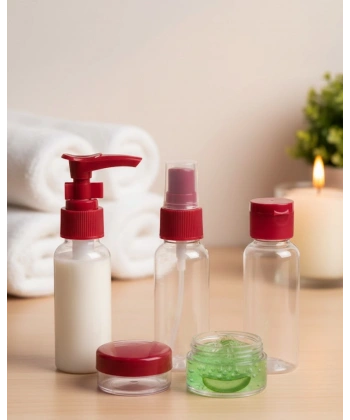 Kompakt 5’li Seyahat Şişesi Seti Şeffaf Kozmetik Kaplar