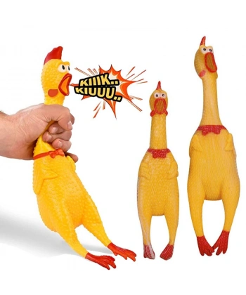 Köpekler İçin Düdüklü Horoz - Ses Çıkaran Tavuk Kedi Köpek Oyuncağı 16 cm