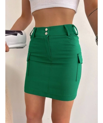 Körüklü cep etek yeşil s24904