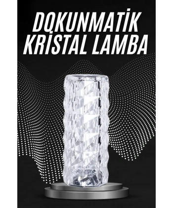 Kristal Lamba Masa Lambası Şarjlı Masa Lambası Dokunmatik Sensör Usb Şarjlı