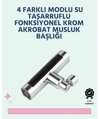Krom Kaplamalı Çok Fonksiyonlu Musluk Başlığı | Paslanmaz Malzeme