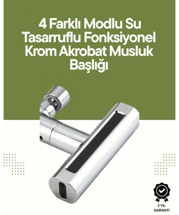 Krom Musluk Başlığı | 4ü 1 Arada Su Çıkışı | Kolay Montajlı