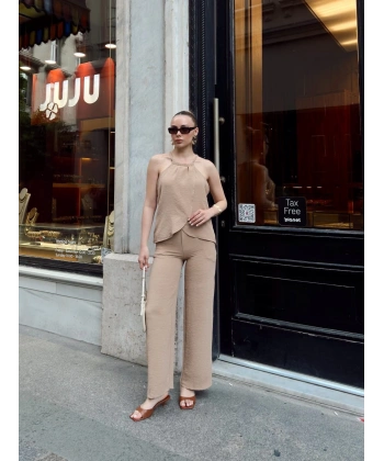 Kruvaze takım ayrobin bej s054