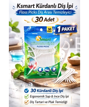 Ksmart Kürdanlı Diş İpi 30 Adet Floss Picks Diş Arası Temizleyici 1 Paket