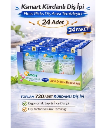 Ksmart Kürdanlı Diş İpi 30 Adet Floss Picks Diş Arası Temizleyici 24 Paket