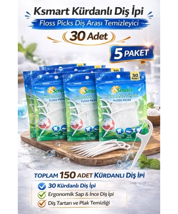 Ksmart Kürdanlı Diş İpi 30 Adet Floss Picks Diş Arası Temizleyici 5 Paket