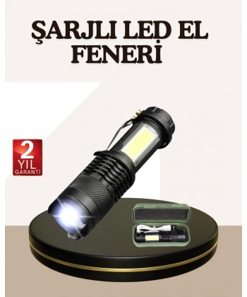 Küçük Boy Şarjlı LED El Feneri Taşınabilir Klipsli
