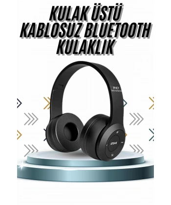 Kulak Üstü Bluetooth Kulaklık Yüksek Ses Kaliteli Ayarlanabilir