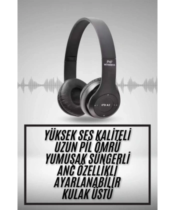 Kulak Üstü Bluetooth Kulaklık Yüksek Ses Kaliteli Ayarlanabilir