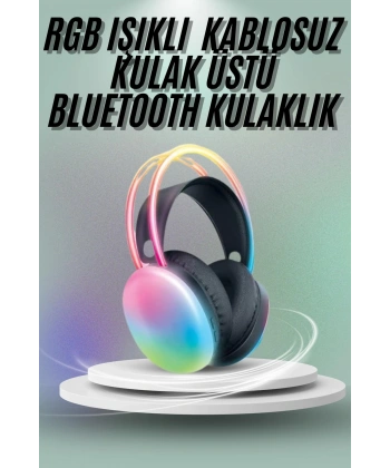 Kulak Üstü Kablosuz Bluetooth Kulaklık Unısex Renkli Işıklı Kulaklık