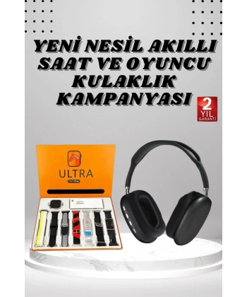 Kulak Üstü Kulaklık Pro9 ve Yeni Nesil Akıllı Saat Android ve İOS Uyumlu ANC Özelliği