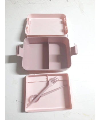 Kulplu Beslenme Kabı  2 Bölmeli Mandallı Diyet Kabı -Çatal Kaşık Dahildir