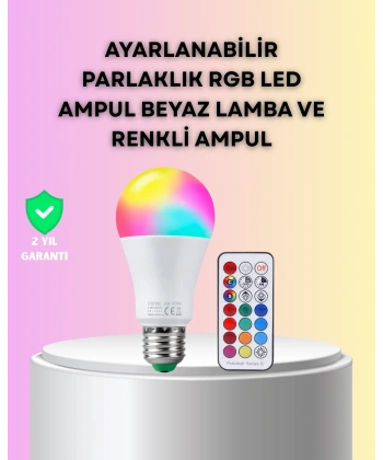 Kumanda Destekli Çok Renkli Akıllı LED Ampul